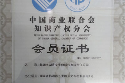 中國商(shāng)業聯合會知識産權分(fēn)會會員證書