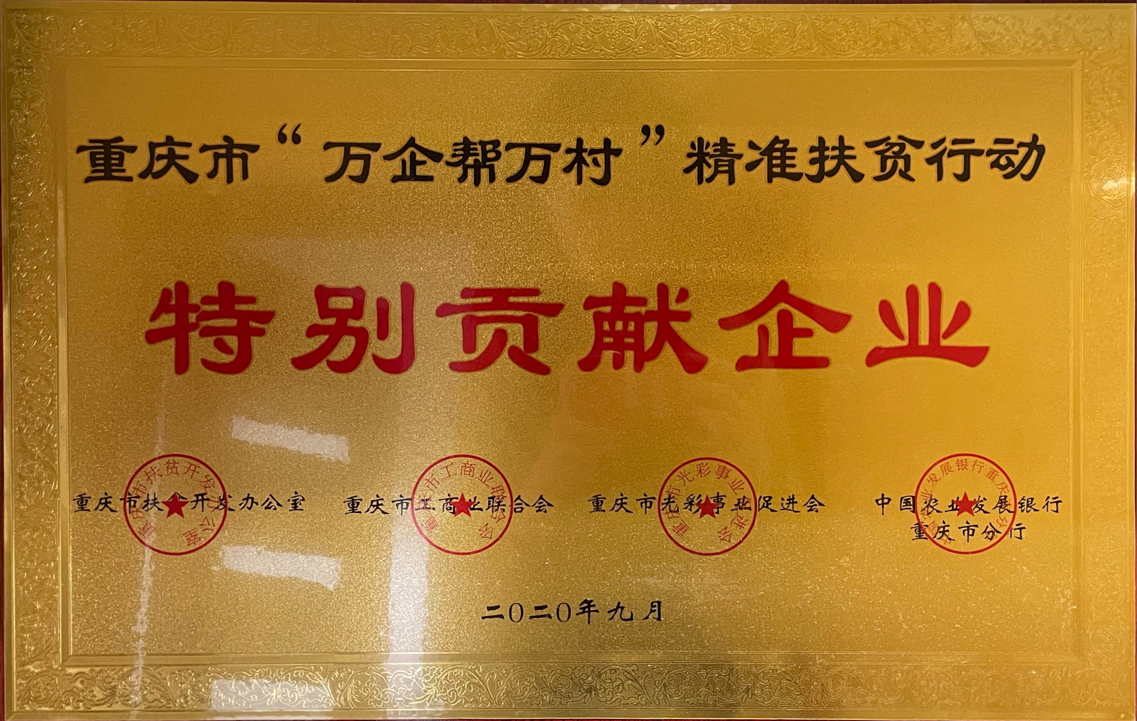 重(zhong)慶市(shi)“萬齊(qi)幫萬村”精(jīng)準扶貧行動(dòng)特别貢獻齊(qi)業